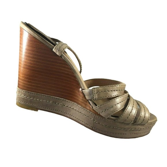 Frye Womens Corrina Stitch Platform Sandals Shoes Wedge 8.5M 73615 Beige Leather - Picture 12 of 12